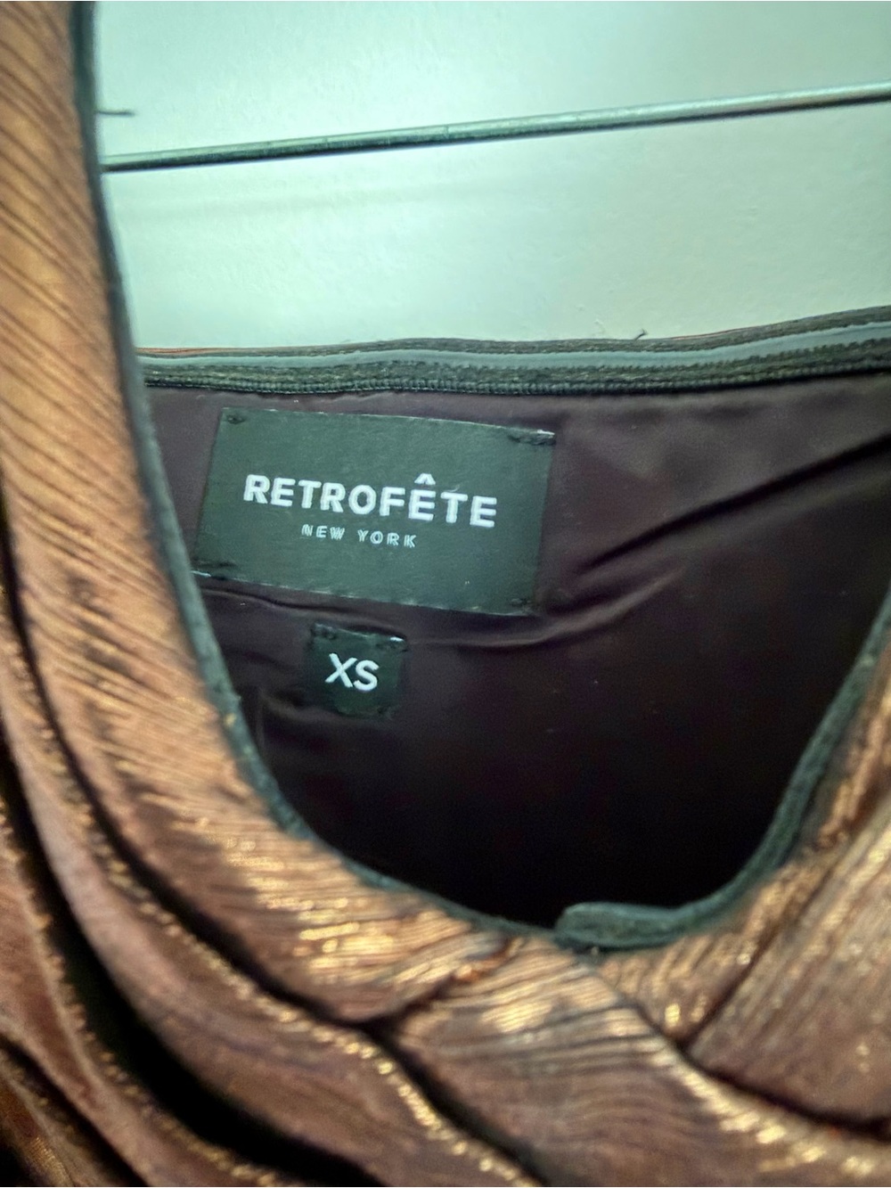 Retrofête Waldorf Dress XS Coffee Bean Metallic Bronze Strapless Gown - Picture 5 of 6
